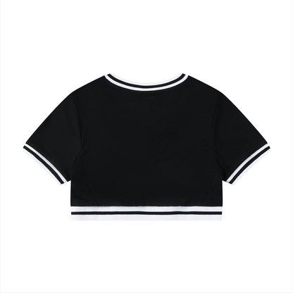 Mexico Women's Color Block V-Neck Crop T-Shirt