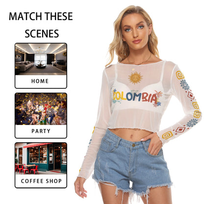 All-Over Print Women's Mesh Long Sleeves T-shirt