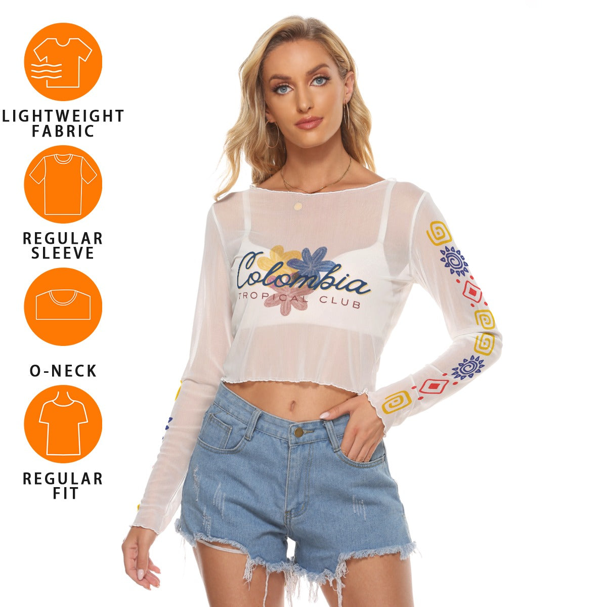 ColombiaAll-Over Print Women's Mesh Long Sleeves T-shirt