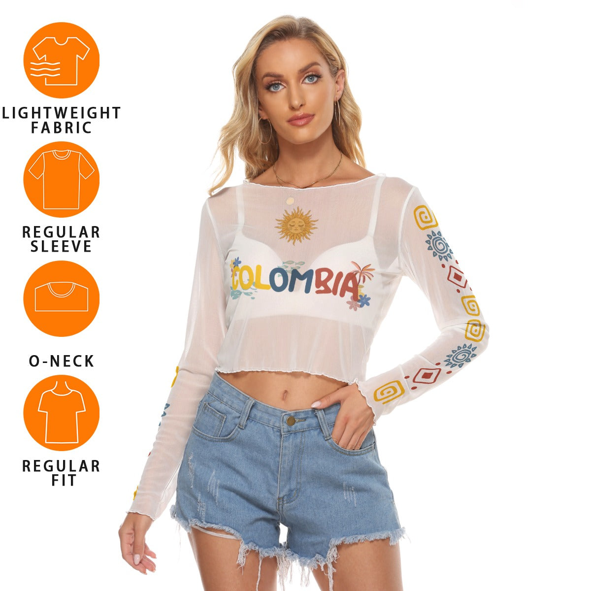 All-Over Print Women's Mesh Long Sleeves T-shirt