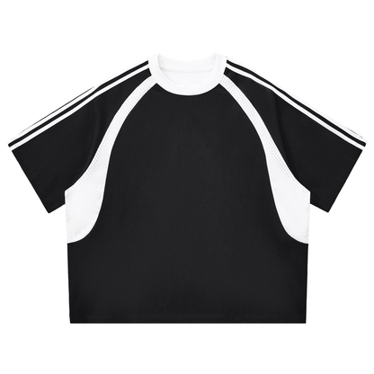 Colombia Contrast Stripes Panel Mesh T-shirt