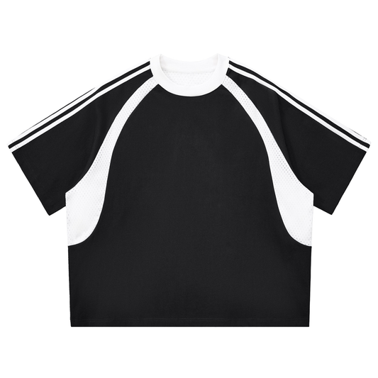 Colombia Contrast Stripes Panel Mesh T-shirt