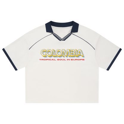 Colombia Unisex Collared Piping Boxy Soccer Jersey