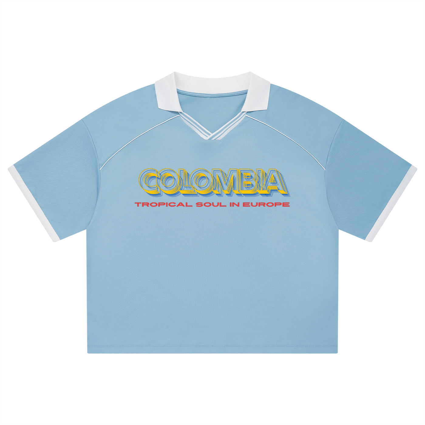 Colombia Unisex Collared Piping Boxy Soccer Jersey