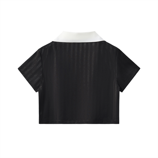 Colombia Contrast Collar Striped Cropped Jersey