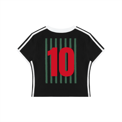 Mexico Women's Retro Binding V-Neck Crop T-Shirt